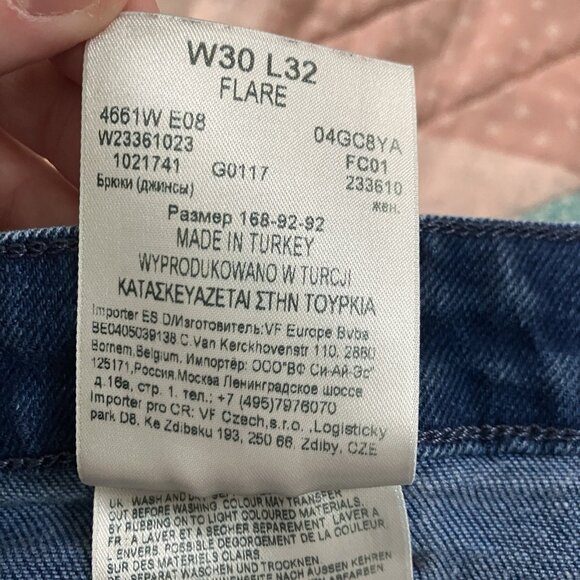 Wrangler Love Flare Jeans Womens 30x32 Retro Blue 70s Stretch Denim - Picture 10 of 14